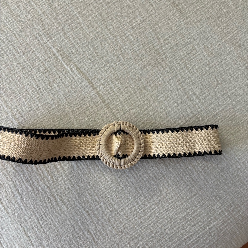 Rachel Zoe Woven Beige and Black Belt one size: Resort Beachy bohemian
